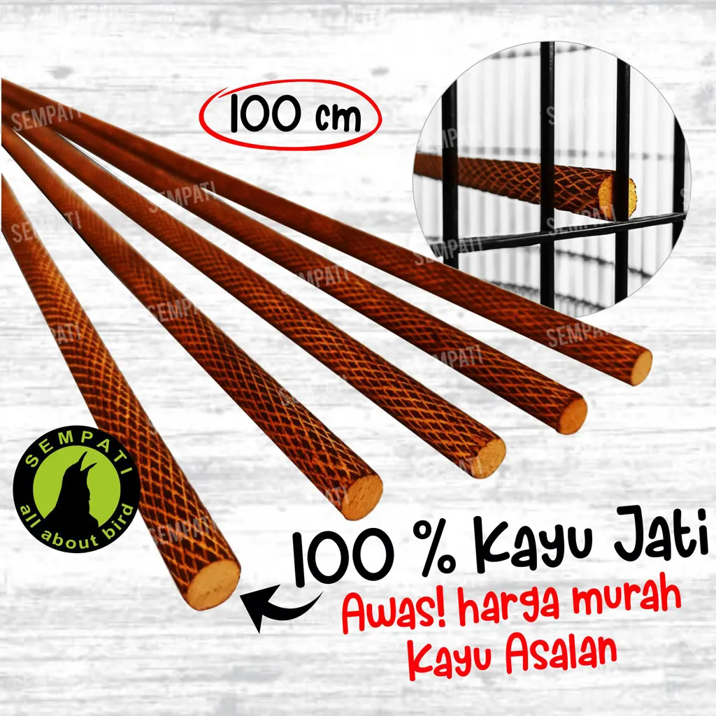 SEMPATI Tangkringan Bakar Sisik Ular Tangkringan Murai Kenari Kacer Poksay Tangkringan Sangkar Kandang Burung Salak Bakar Sangkar Burung Panjang 100cm 1 Meter Dll