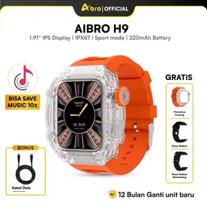 Smartwatch Aibro H9 Free Kabel Data Jam Tangan AOD | Layar 1.91 Inch Full HD | IPX68 Waterproof Bluetooth | Bluetooth Call | Baterai 220mAH | Include Strap Monitor Screen jam  tangan pintar Telepon Pelacak