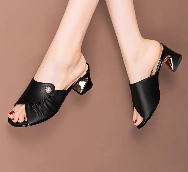 Dép Cao Gót Nữ Gót Trụ Quai Nữ Tính 5cm - MãSố CG210