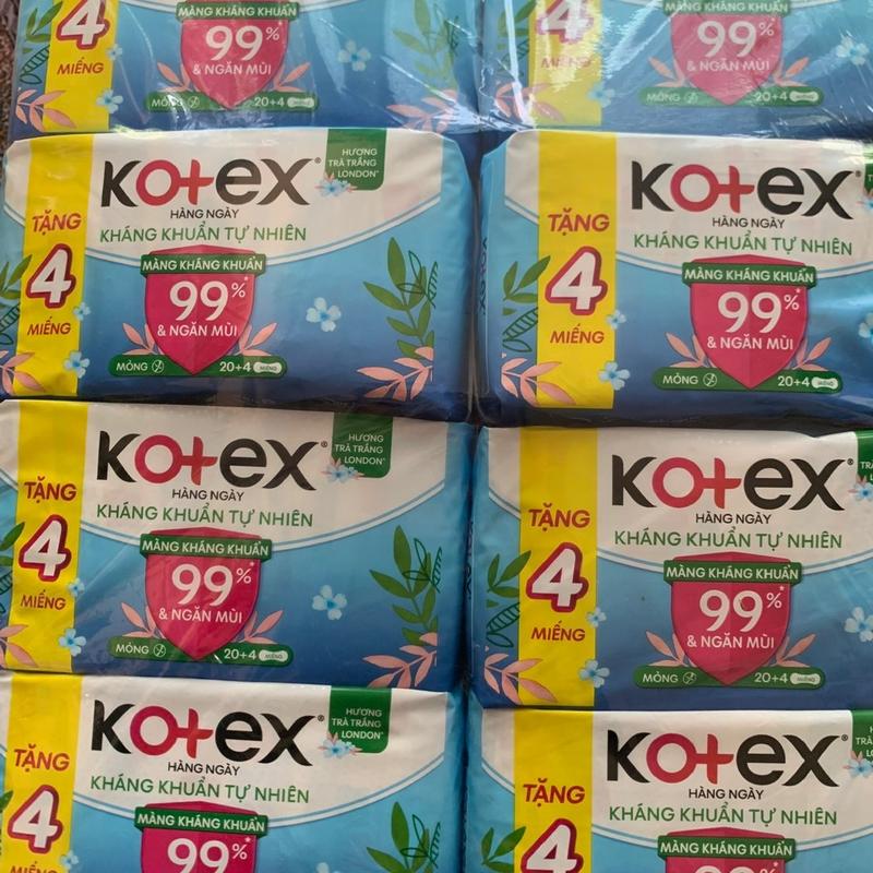 (20+4 Miếng -  Loại Nhỏ 15cm Không Cánh) - Combo 8 Gói Băng Vệ Sinh Kotex Hàng Ngày Kháng Khuẩn- Mỗi Gói 20 Miếng- HSD luôn mới ( Nữ Women ) 2
