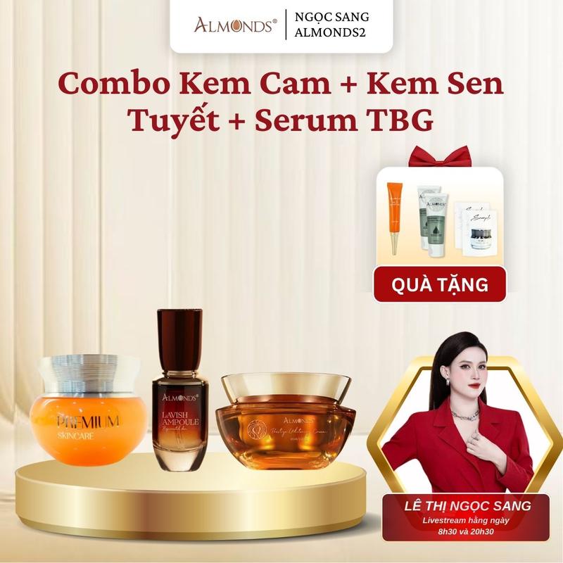 Combo Kem Cam + Kem Sen Tuyết + Serum TBG Hỗ Trợ Dưỡng Da Sáng [Combo Lớn Tặng 1 Chống Nắng 15g+ SRM Bí + Sample Dưỡng Da] Skincare