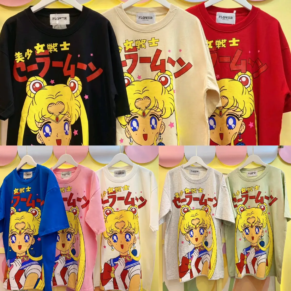 kaos flower sailormoon original bangkok / oversize tshirt katun / cotton shirt unisex / kaos import bkk termurah / kaos disney karakter