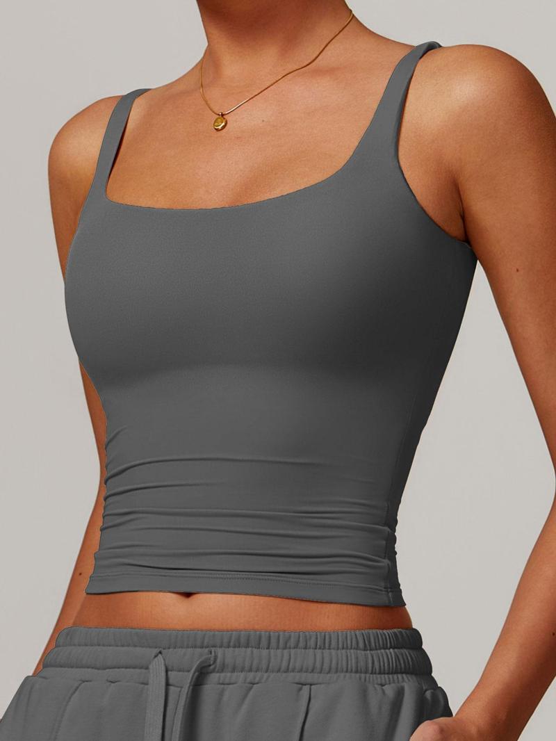 Product Introduction of Women's Solid Sports Tank Top, Sporty Sleeveless Top for Yoga Gym Workout Running, Ladies Sportswear for All Seasons 5
