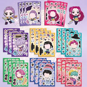 Stiker DIY Tempel Wajah 8pcs Collage Guild Hunter untuk Hiasan Jurnal HP & Notebook - Hadiah Kreatif