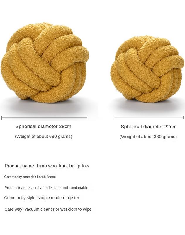 Product Introduction of Hand-Woven Knotted Ball Pillow Lambswool Roll Pillow Couch Pillow Living Room round Spherical Cushion Bedside Backrest 2