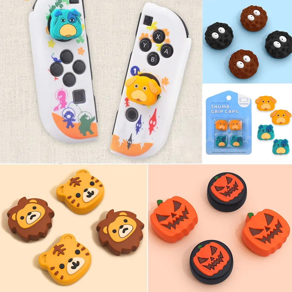 Cute Thumb Grips Cap Compatible with Nintendo Switch Joycon/OLED/Lite Soft Silicon Joystick Caps Kawaii Skin Button Stick Cover 3D Analog Kit for NS Controller