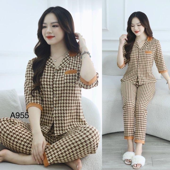 Pyzama mẫu New hàng thu đông đủ size smlxlxxl,chất lụa hàn mềm mịn mướt.phom dáng rộng tôn dáng Nữ Women 4