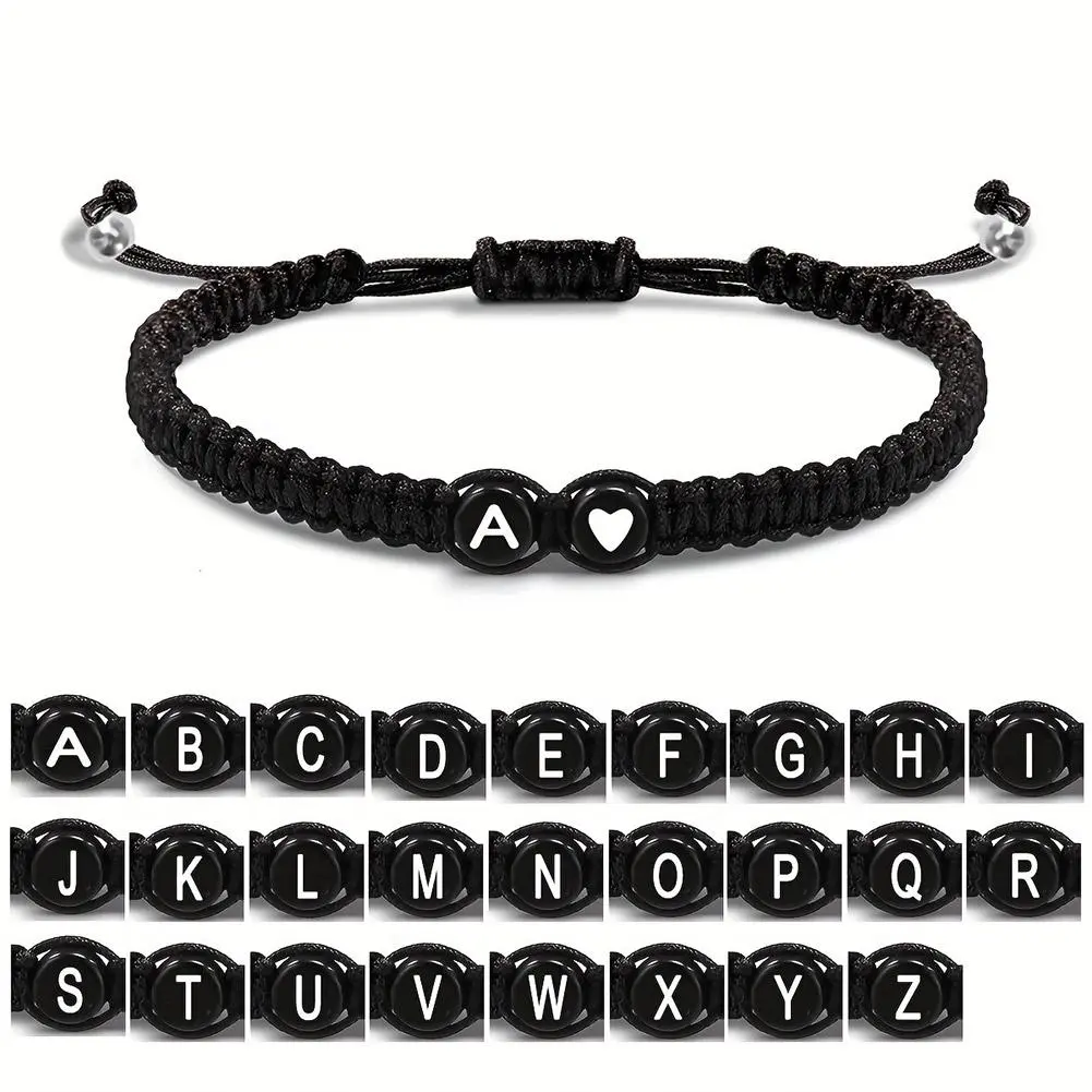 26 Letters Bracelet Romantic Friendship Bracelet For Couple Fashion Alphabet Weaving Adjustable Bracelet Gifts