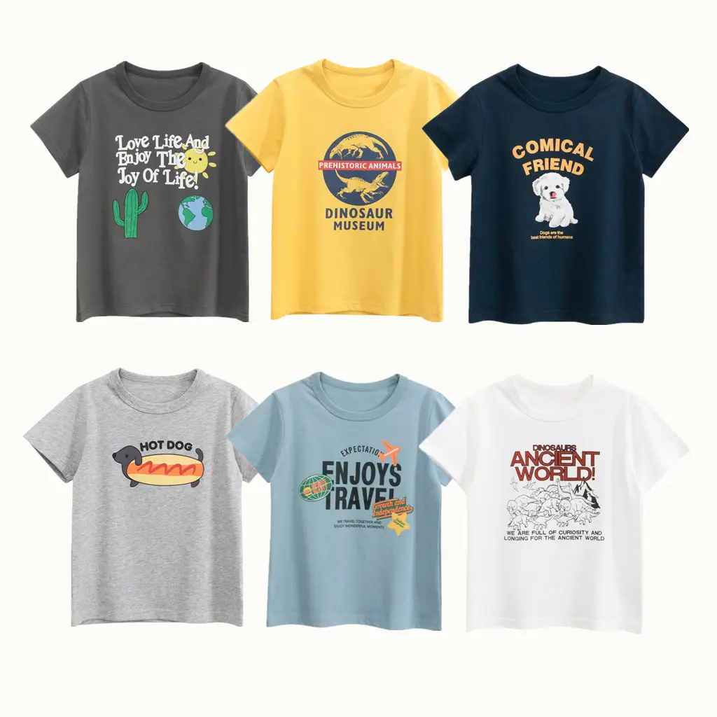 2025 Children Cartoon T-Shirts Cute Clothes for Boy 100% Cotton Car Shark Dinosaur Kids Girls Short Sleeve Casual Sport Top Tees