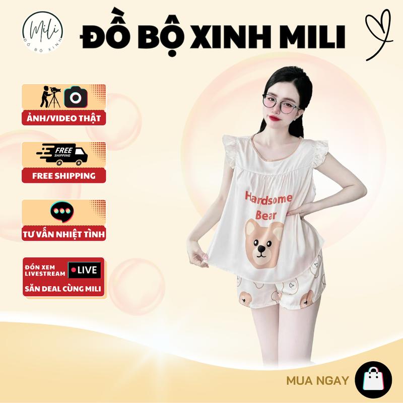 ĐỒ BỘ NỮ, ĐỒ MẶC NHÀ, ĐỒ NGỦ NỮ, ĐỒ NGỦ XINH. Áo Cổ Tròn, Tay Cánh Tiên. QUẦN ĐÙI CÓ TÚI. VẢI LỤA LATIN CAO CẤP. HOẠ TIẾT HOẠT HÌNH DỄ THƯƠNG. Women Voi Kem Nho cute pijama