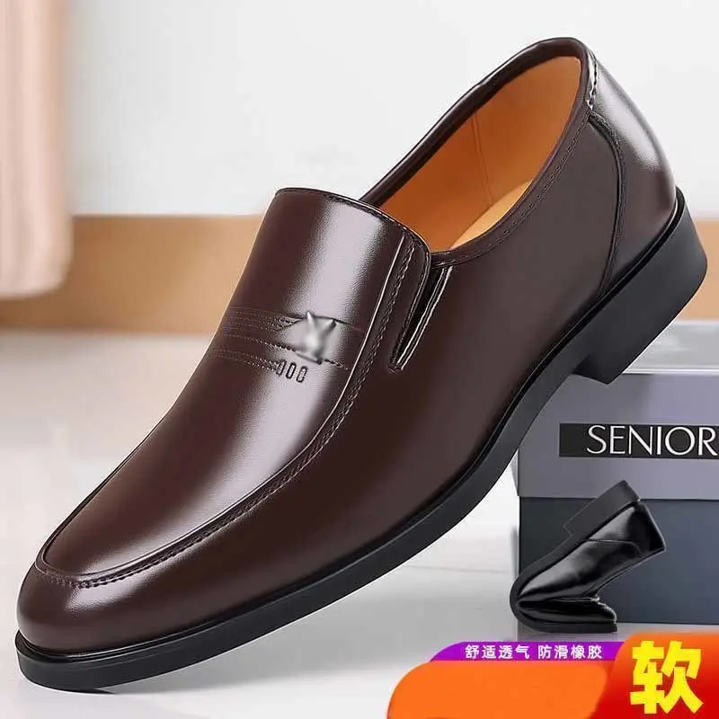 Giày Nam, Da Thật, Phong Cách Mùa Thu, Trang Trọng, Thời Trang, Dễ Phối Đồ, Giày Da Thường Ngày Thích Hợp Cho Bố Trung Người Già Và Cao Tuổi, Hợp Xu hướng