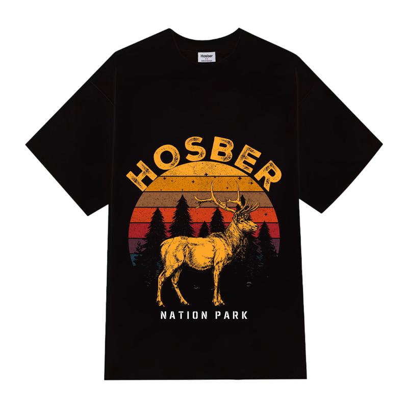 Áo thun local brand HOSBER nation park Black Menswear Nam Cotton Cổ Tròn