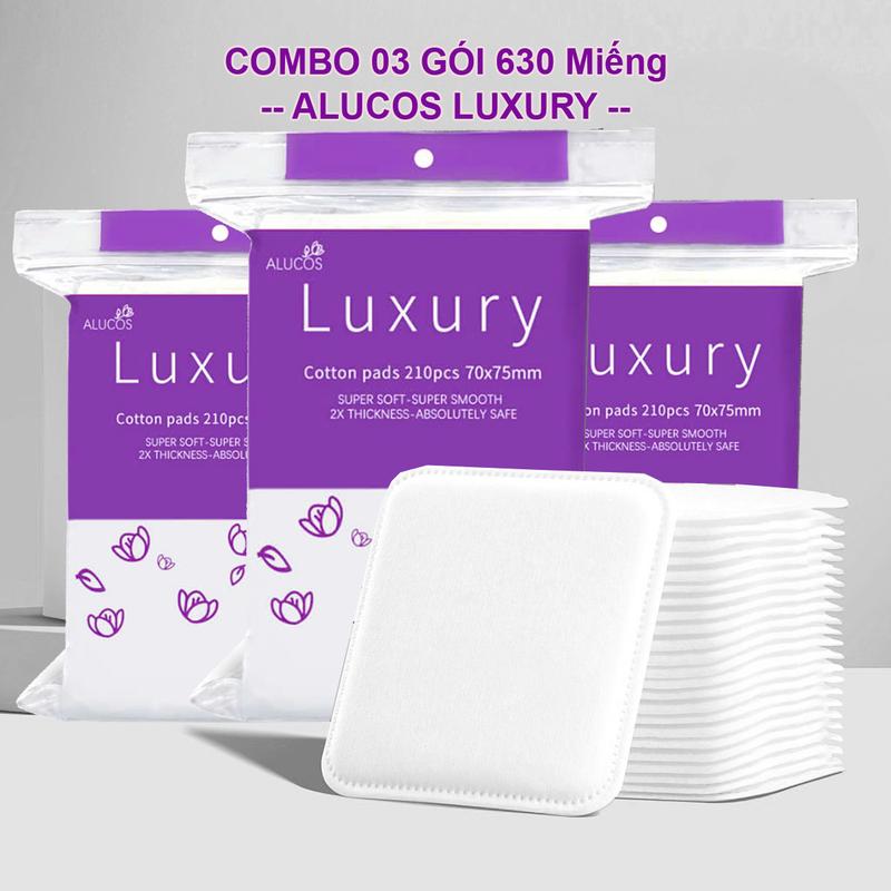 Combo 03 gói 630 miếng Bông tẩy trang Alucos Luxury 210 miếng gói chính hãng