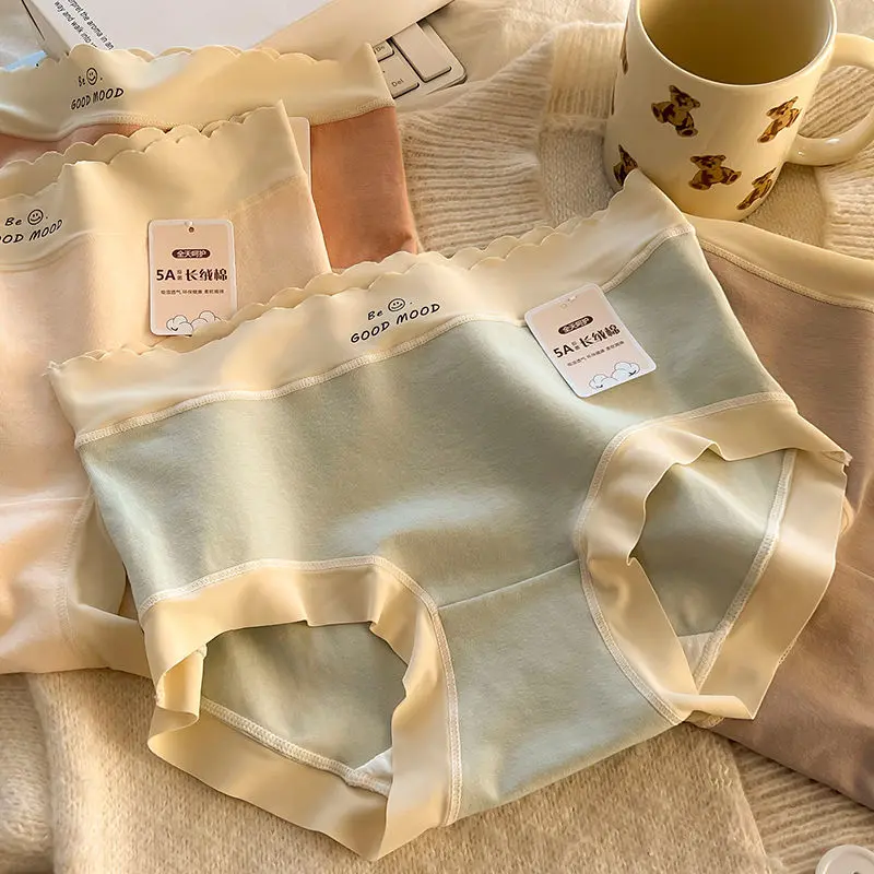 Quần Lót Cotton cạp vừa Dành Cho Nữ, Chất Liệu Cotton Nguyên Chất, Thoải Mái Và Thoáng Khí, Quần Lót Tam Giác