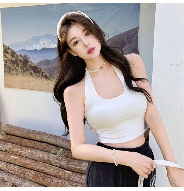 Product Introduction of Áo Vest Cổ Yếm Phong Cách Pháp, Dễ Thương Và Gợi Cảm, Áo Phông Rò Rỉ Lưng, Áo Crop-Top, Áo Ngắn, Dành Cho Nữ, Có Thể Mặc Bên Trong Women Denim 9