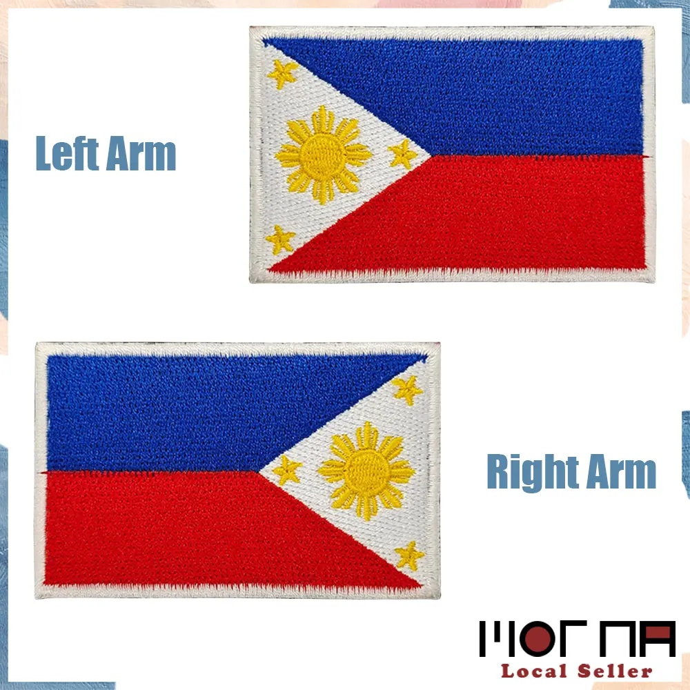 8*5cm Reverse Philippine Flag Patch Right Arm Embroidery Patch With Velcro