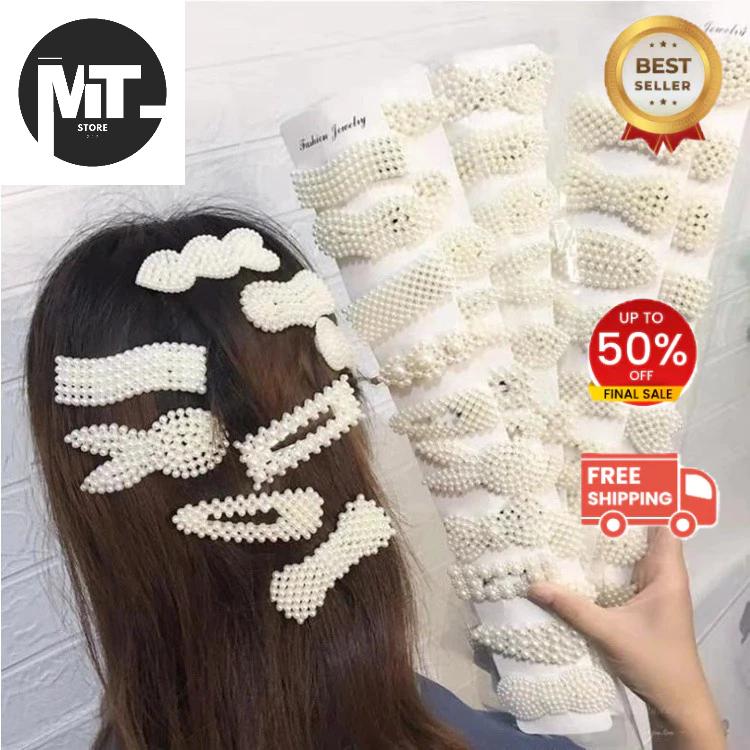 Kẹp Tóc Đính Ngọc Trai Đơn Giản Dễ Thương Cho Nữ 0