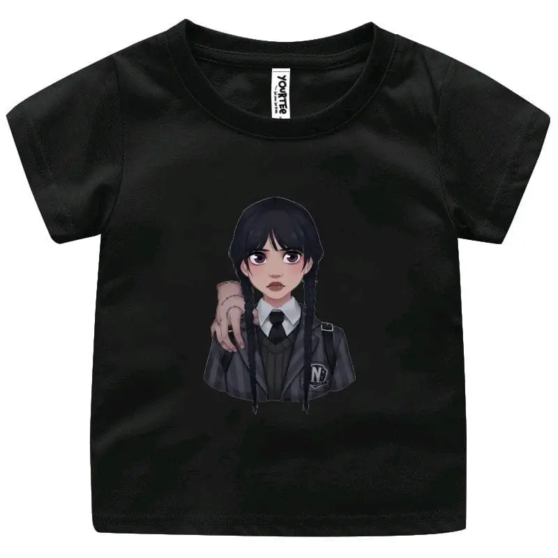 baju Wednesday kaos oblong anak cewek cowok umur 1-12tahun adam