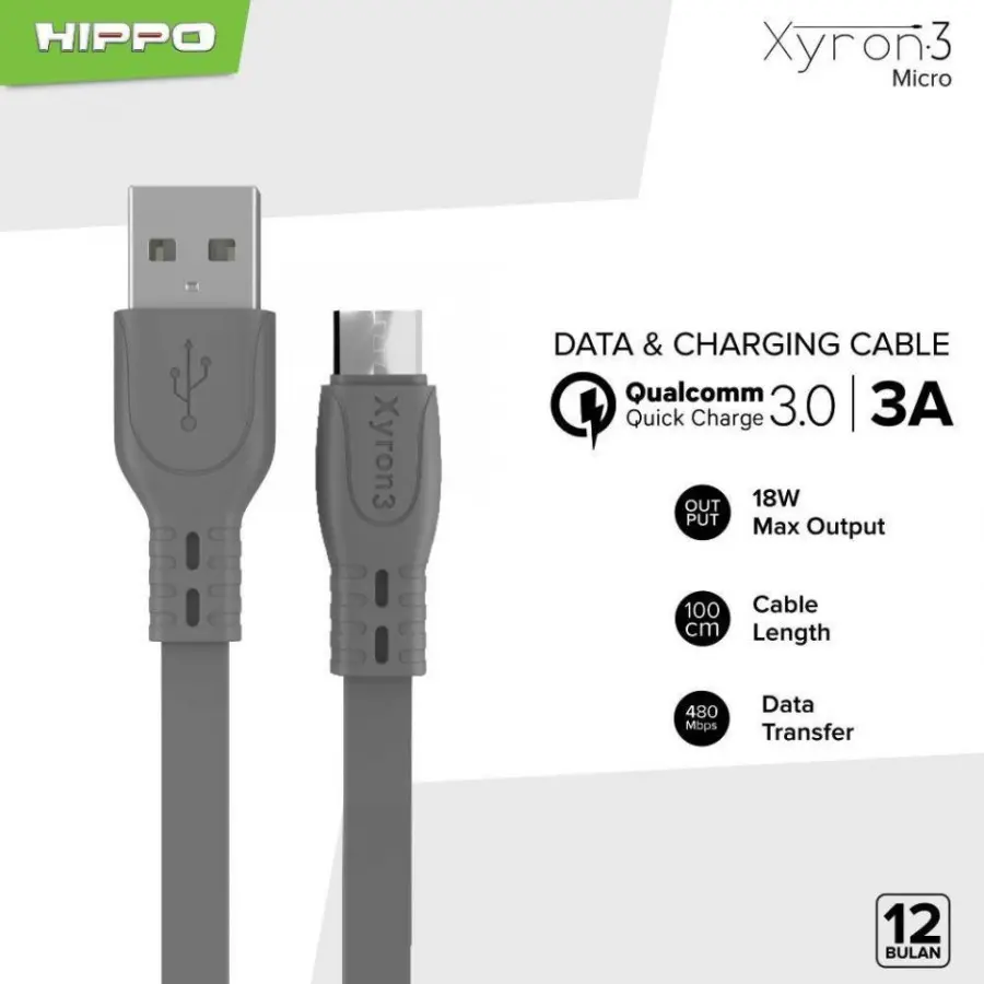 Hippo Xyron 3 Micro 100 cm Kabel Data Charger Fast Charging 3A