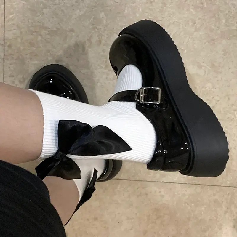 Tất Kawaii, Phong Cách Y2K, Thiết Kế Thắt Nơ Ngọt Ngào Thích Hợp Cho Mùa Xuân Và Mùa Hè, Harajuku JK Lolita, Tất Trắng Dễ Thương, Phong Cách Nhật Bản, Dành Cho Phụ Nữ Và Trẻ Em Gái, Tất Ống Giữa 4