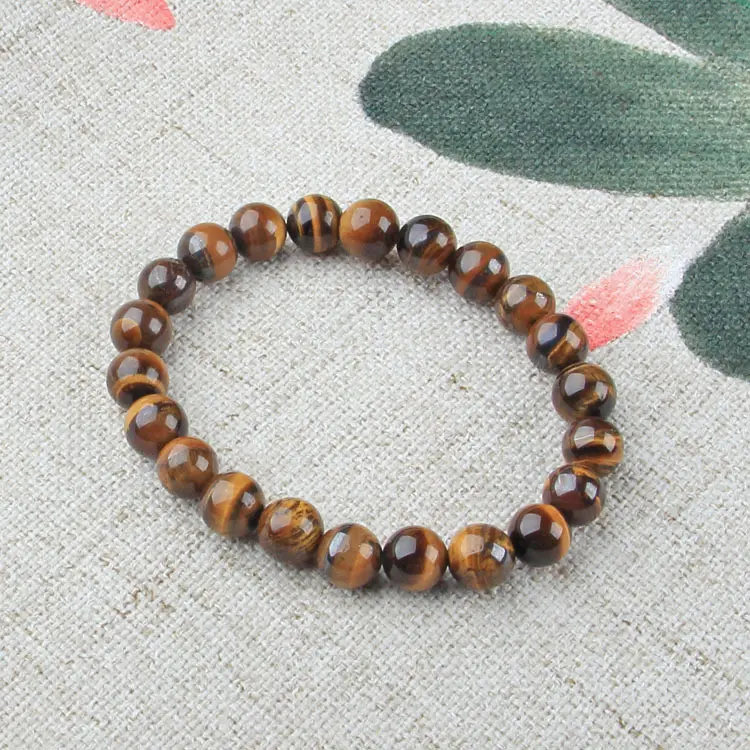 Handmade Gem Semi Precious Gemstone 6mm Round Beads Stretch Bracelet 7 "Unisex