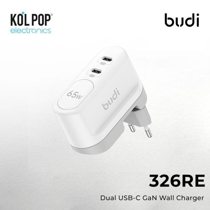 Gambar Budi 326RE PD 65W Dual USB-C GaN Wall Charger dari Koolpop Electronics Kota Administrasi Jakarta Barat Tokopedia