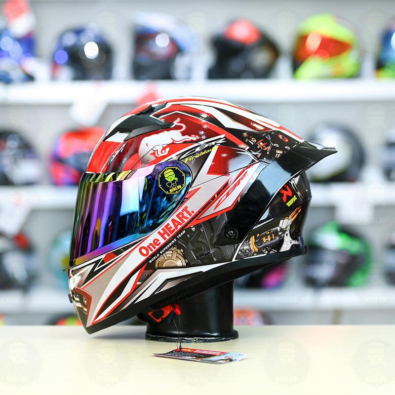 [Chính Hãng] Full Combo Mũ Fullface ROC 01 LIDO Cam Xanh Đuôi Gió Pista Dán Tem Decal Kính Màu Nón Bảo Hiểm Helmet