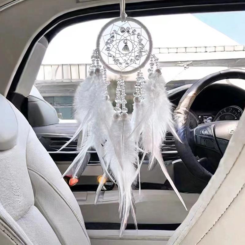 Feather Decor Dream Catcher Design Car Hanging Ornament, Car Rearview Mirror Hanging Decoration, Fashion Car Accessories for Women & Men as Gift 3