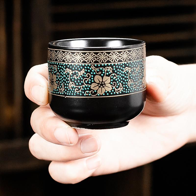 Ấm trà cối xay bình uống trà độc đáo màu xanh dương kèm lọ đựng trà có hộp carton phù hợp làm quà biếu 6