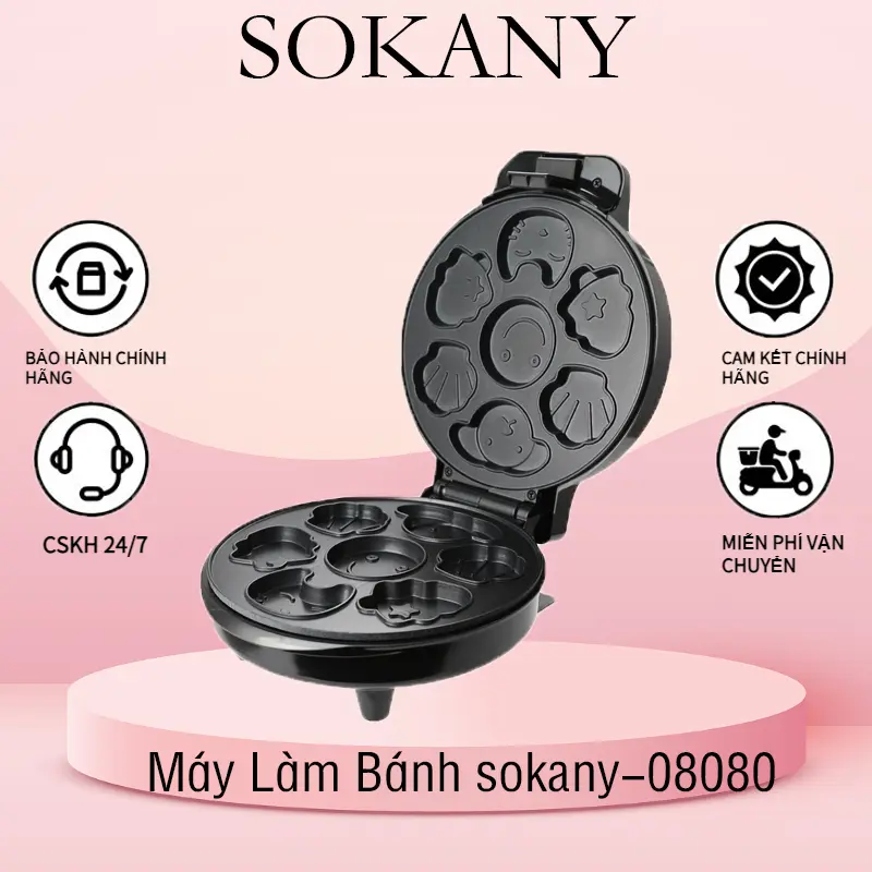Máy Làm Bánh Hình Thú Ngộ Nghĩnh SOKANY 08080,Có thể điều chỉnh nhiệt độ,1000W Máy Làm Sữa Pha Trà Máy Pha Sữa Chưng Yến 0