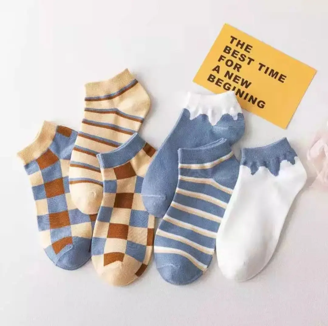 ( 6 Pasang ) Kaos Kaki Semata Kaki Motif Cewe Premium / Kaos Kaki Pendek Motif