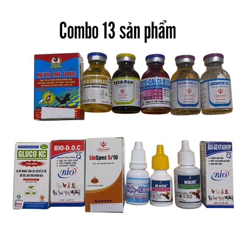 Product Introduction of Combo 13 sản phẩm tổng hợp hỗ trợ cho gà chọi (Metri one tonic, bcomplex, dexa, canxi b12, brom, lincomycin, Gluco kc, Bio Doc, Linspec, Floral, uv nysta, Neolife men, Bio Gentadrop) 1