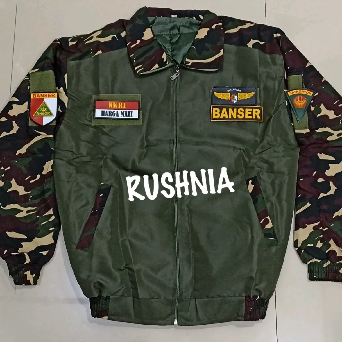 jaket bomber kombinasi
