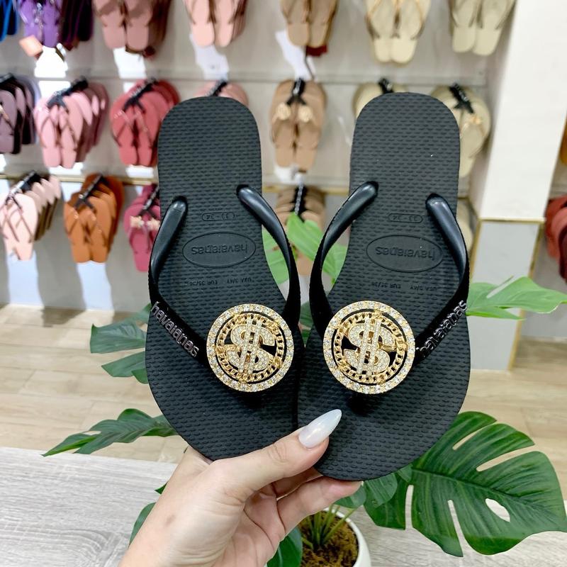 DÉP NỮ HAVAIANAS - NHUNG ĐEN ĐÍNH CHARM ĐÁ ( THU HƯỜNG ) Shoes DéP Sandal GiàY Caro
