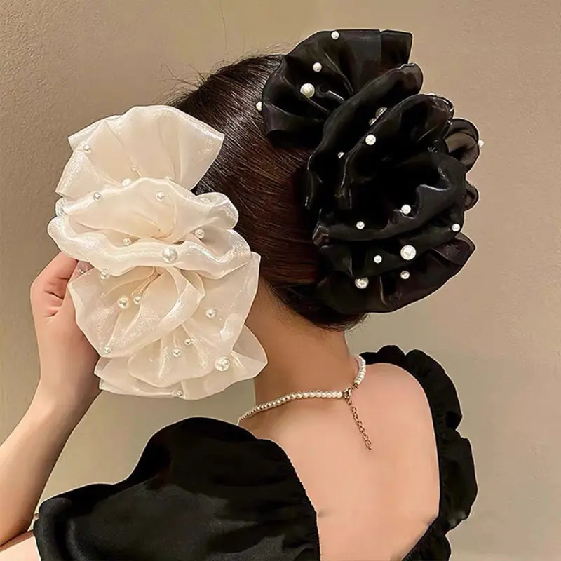 Kẹp Tóc Nơ Nhiều Lớp Đính Hạt Cho Nữ Women Cài Tóc 0