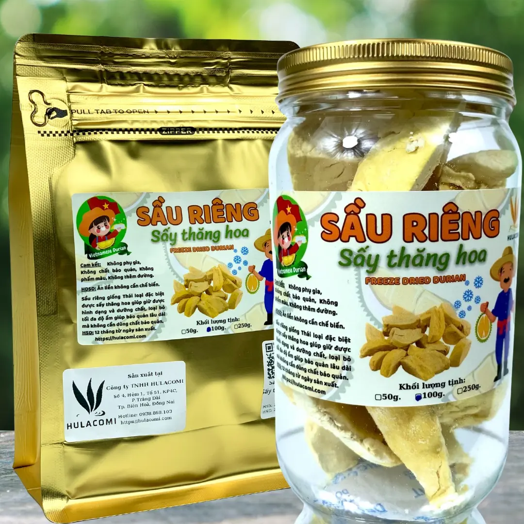 [Combo 200g+Quà tặng ] Sầu Riêng Sấy Thăng Hoa - Hulacomi - Tặng kèm 01 cây kem sấy thăng hoa - Ăn Vặt Snack Food