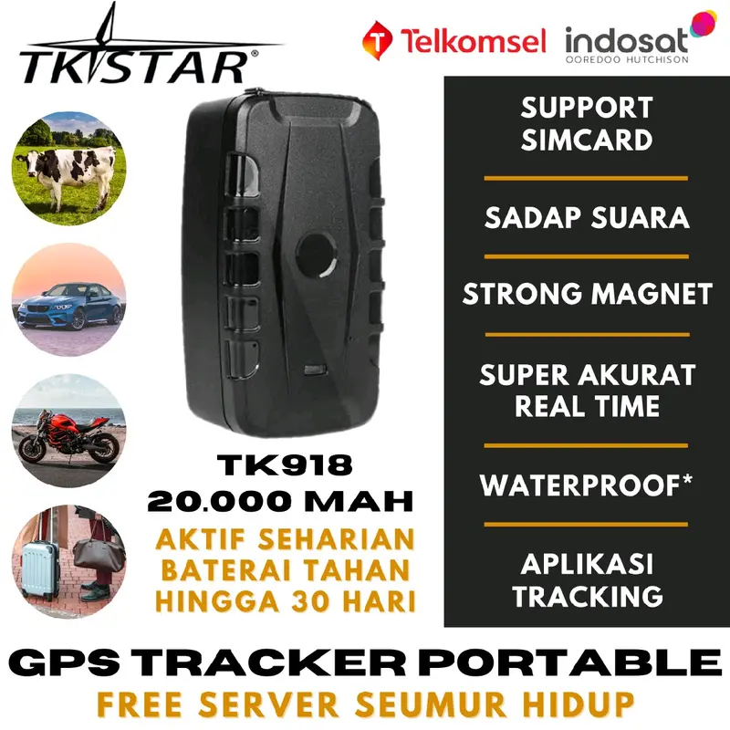 GPS TRACKER PORTABLE TKSTAR TK918 GPS SAPI MOBIL MOTOR ANTI MALING JARAK JAUH Pelacak Jarak akurat 0
