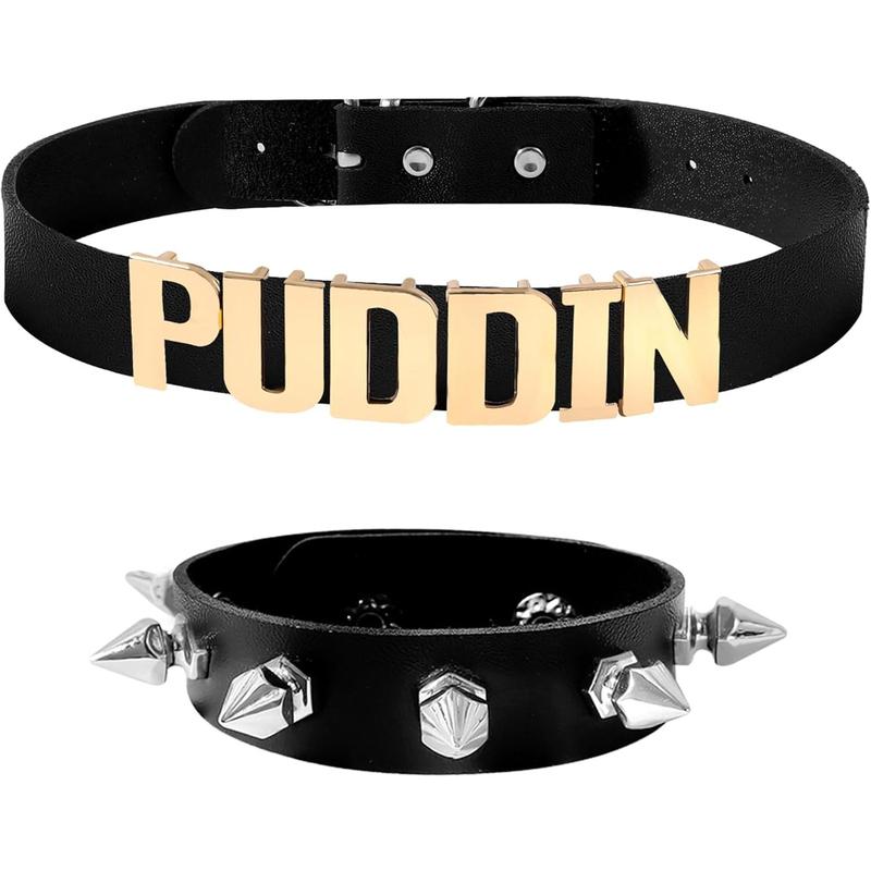 YANCHUN Puddin Choker Necklace for Women Punk Leather Letter - TikTok ...