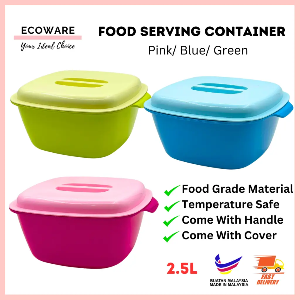 ECOWARE Food Serving Storage Container with Cover 2500ml/ Bekas Set Buffet Lauk/ Bekas Makanan 2.5L/ Bekas Tupperware