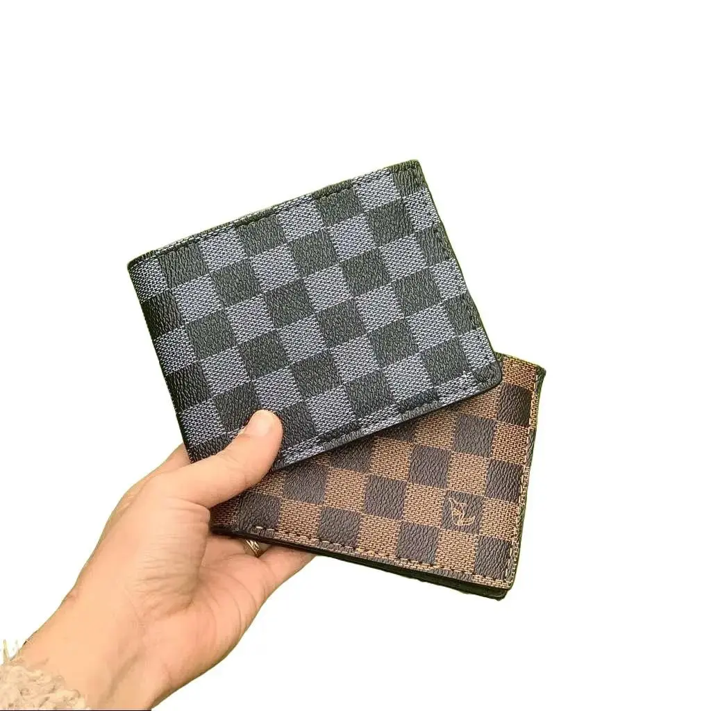 Ví Nam Da PU Kẻ Caro 2 Màu Trẻ Trung Màu Nâu Và Màu Đen DandT Leather( Bảo Hành 24 Tháng)