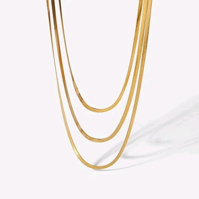 kalung wanita tiranium model pipih stainless steel Laki-laki 1