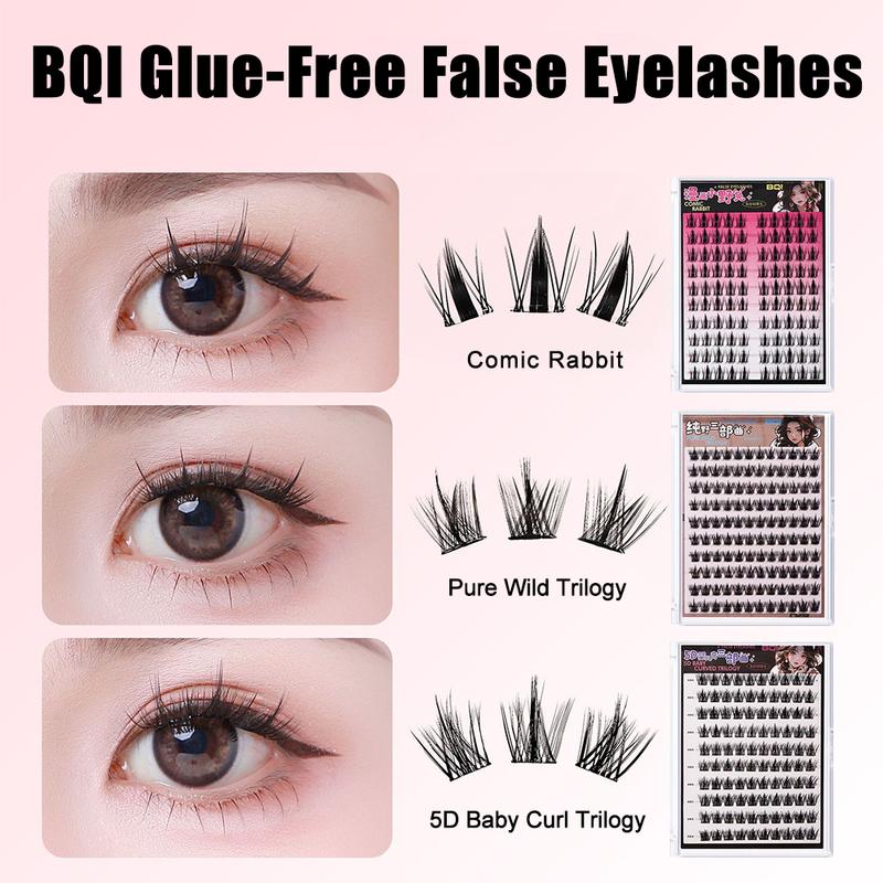 Ultimate Lash Kit 💫 BQI 100-120 Cluster False Eyelashes | Self Adhesive Glue-Free Softer C Curl Baby Bend Trilogy Style Reusable【FREE GIFTS Tweezer 】 2