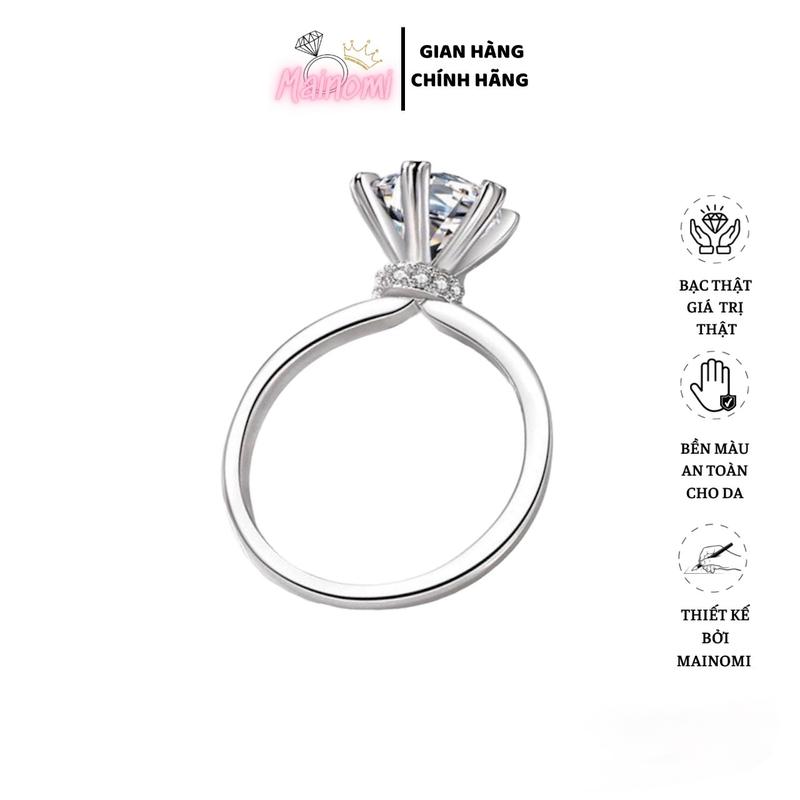 Nhẫn trơn đai đá 7ly chuẩn bạc MAINOMI sang xịn xuất sắc