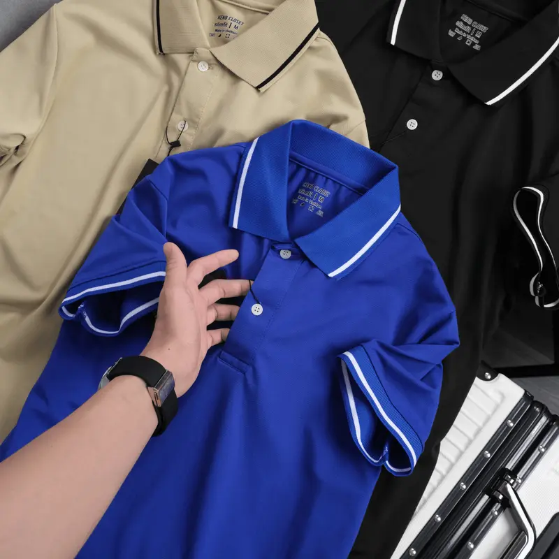 Áo thun nam POLO KENB cổ trụ ngắn tay vải cá sấu phối viền nhiều màu cao cấp thoáng mát mềm mại co giãn 2