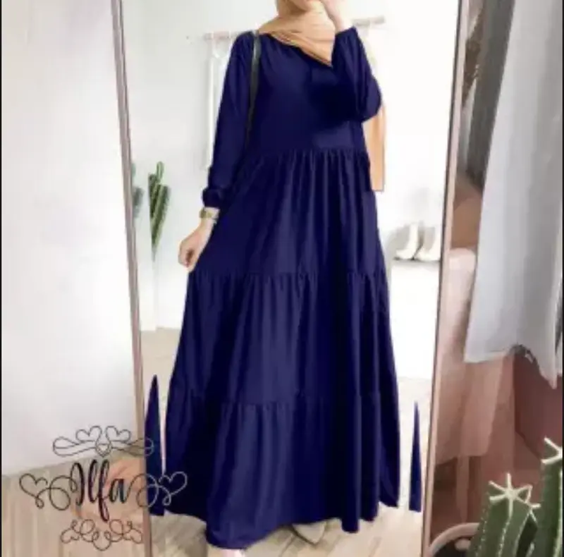 Gamis Rempel Susun Bahan Crinkle Airflow / Busana Muslimah Terbaru / Gamis Wanita Terbaru Nyaman Remaja Dress 5