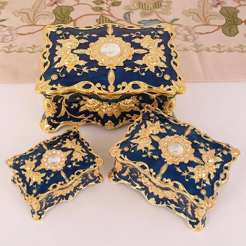 Product Introduction of European retro jewelry box metal enamel color creative ring necklace earrings storage box knot marriage gift 1