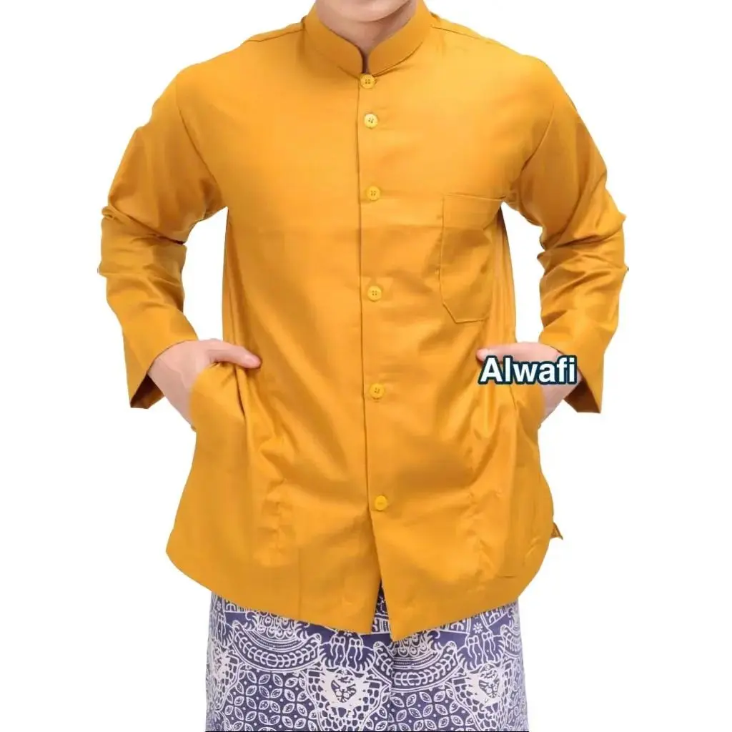 Koko haibah baju koko habib dewasa lengan panjang saku samping bahan katun poli adem produk lokal koko ammu ibrahim untuk Putih Cokelat Hitam baju koko modern nyaman