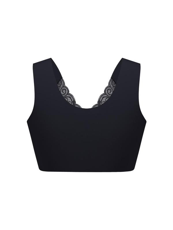 Women's Plain Contrast Lace Hook & Eye Closure Lingerie Top, Comfort Breathable Cozy Bra for Daily Wear, Lady Underwear for All Seasons, Womenswear 6