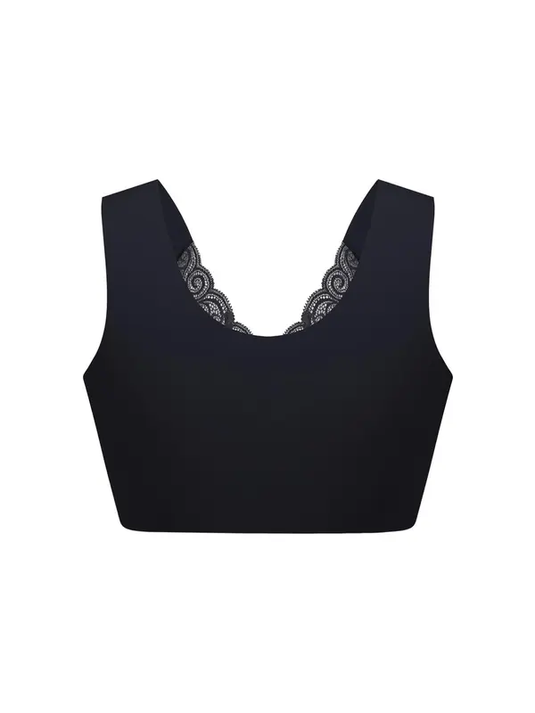 Women's Plain Contrast Lace Hook & Eye Closure Lingerie Top, Comfort Breathable Cozy Bra for Daily Wear, Lady Underwear for All Seasons, Womenswear 5
