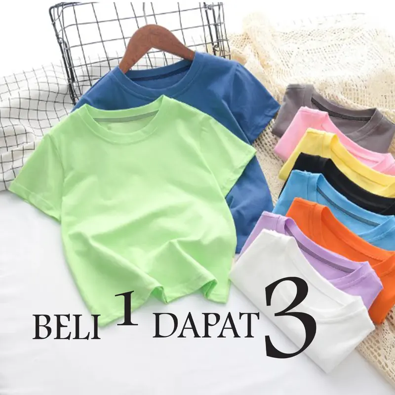 3PCS KAOS POLOS ANAK ANAK HANYA 30K BISA UNISEX BISA COD Fashion 0